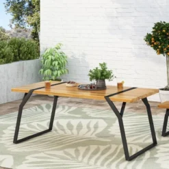 Varva Rectangular Outdoor Acacia Wood Dining Table Teak/Black - Christopher Knight Home 9 Varva Rectangular Outdoor Acacia Wood Dining Table Teak/Black - Christopher Knight Home -Outdoor Living Shop GUEST db61ca38 31c9 441c b20b 3c344817c264