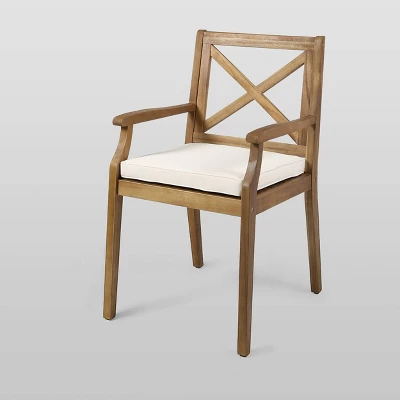 Pines 5pc Acacia Wood Dining Set - Teak/Cream - Christopher Knight Home 3 Pines 5pc Acacia Wood Dining Set - Teak/Cream - Christopher Knight Home