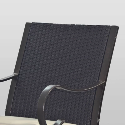 Harmony 2pk Wicker Rocking Chair - Dark Brown/Cream - Christopher Knight Home 5 Harmony 2pk Wicker Rocking Chair - Dark Brown/Cream - Christopher Knight Home - Image 3