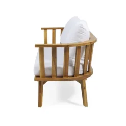 Solano Outdoor Wooden Loveseat With Cushions - White/Teak - Christopher Knight Home -Outdoor Living Shop GUEST df0cde68 9140 45ca a664 5d63489bbe71