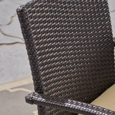 Clayton 7pc Acacia Wood & Iron Dining Set - Teak/Brown/Cream - Christopher Knight Home 4 Clayton 7pc Acacia Wood & Iron Dining Set - Teak/Brown/Cream - Christopher Knight Home - Image 2