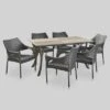 Nora 7pc Wicker And Acacia Wood Dining Set - Gray - Christopher Knight Home -Outdoor Living Shop GUEST e14f9002 e4ab 4cad 8b97 0a6123f9f289