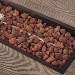 Aidan Outdoor 50000 BTU Iron Rectangular Fire Pit Wood Pattern Brown - Christopher Knight Home