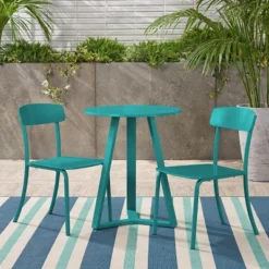 Samos 3pc Iron Bistro Set - Matte Teal - Christopher Knight Home -Outdoor Living Shop GUEST e2ca294c c095 4f16 b49b d8ee0637cba9