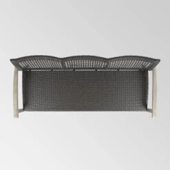 Hampton Wood & Wicker Sofa - Light Gray/Black - Christopher Knight Home -Outdoor Living Shop GUEST e2e1e6f3 e3f8 4e09 b593 1c2693544caf
