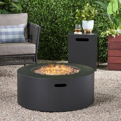 Wellington Round 32" Iron Gas Fire Pit With Tank Holder Dark Gray - Christopher Knight Home 3 Wellington Round 32" Iron Gas Fire Pit With Tank Holder Dark Gray - Christopher Knight Home