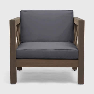 Brava 2pk Acacia Wood Club Chairs - Gray/Dark Gray - Christopher Knight Home 8 Brava 2pk Acacia Wood Club Chairs - Gray/Dark Gray - Christopher Knight Home - Image 6