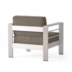 Cape Coral 5pc Aluminum And MGO Seating Set With Fire Table Khaki/Light Gray - Christopher Knight Home -Outdoor Living Shop GUEST e66e5e20 9d23 40cd 8786 523d86b275d2