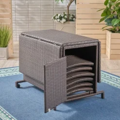 Maldives 7pc Foldable Wicker Dining Set - Brown - Christopher Knight Home -Outdoor Living Shop GUEST e8941021 99ea 4b17 b919 40e9f107b5cf