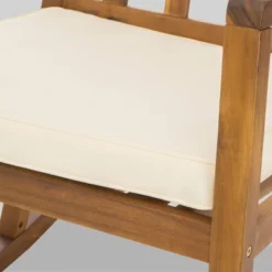 Nuna 2pc Acacia Wood Patio Rocking Chair Set - Teak/Cream - Christopher Knight Home -Outdoor Living Shop GUEST ea9b6129 b94e 4561 8c39 b2b3e5230ef0