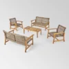 Hampton 5pc Wood & Wicker Loveseat Chat Set - Natural/Gray - Christopher Knight Home -Outdoor Living Shop GUEST eb047a8a e239 4c80 ab16 4df6200ea221