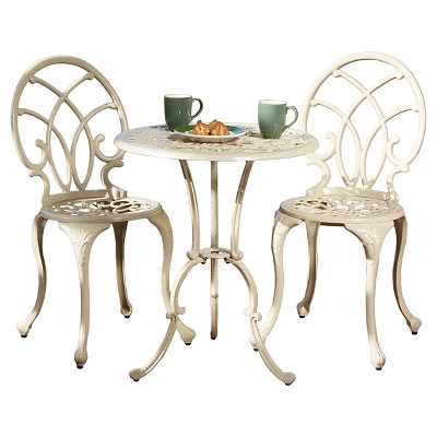 Anacapa 3pc Cast Aluminum Patio Bistro Set - Sand - Christopher Knight Home 3 Anacapa 3pc Cast Aluminum Patio Bistro Set - Sand - Christopher Knight Home