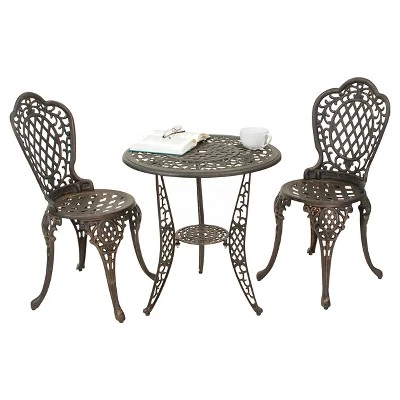 Cole 3pc Cast Aluminum Patio Bistro Set - Bronze - Christopher Knight Home 3 Cole 3pc Cast Aluminum Patio Bistro Set - Bronze - Christopher Knight Home