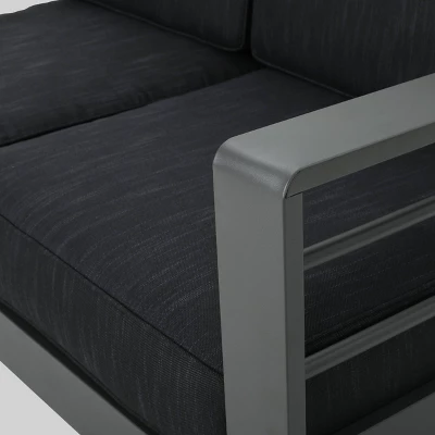 Cape Coral 5pc Aluminum Sofa Set With Cushions - Dark Gray - Christopher Knight Home 8 Cape Coral 5pc Aluminum Sofa Set With Cushions - Dark Gray - Christopher Knight Home - Image 6