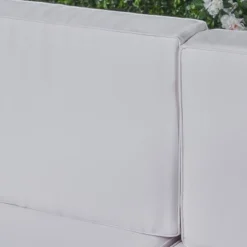 Thasos 10pc Acacia U-Shaped Farmhouse Sectional Sofa Set With Fire Pit - Gray/White/Dark Gray - Christopher Knight Home -Outdoor Living Shop GUEST f186ddaa 7621 4c98 afe7 79ddc092bce6