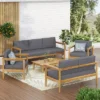 5pc Magnolia Patio Acacia Wood 7 Seater Chat Set - Teak/Dark Gray - Christopher Knight Home -Outdoor Living Shop GUEST f261e020 ed81 4f5e a379 17d936af30b3