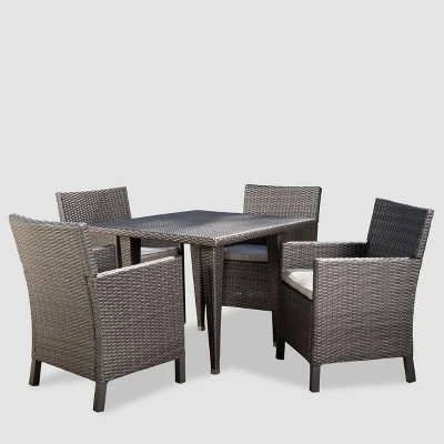 Celeste 5pc Wicker Dining Set - Gray/Light Gray - Christopher Knight Home 3 Celeste 5pc Wicker Dining Set - Gray/Light Gray - Christopher Knight Home