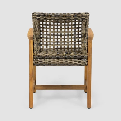 Hampton 2pk Acacia Wood & Wicker Dining Chairs - Natural/Gray - Christopher Knight Home 3 Hampton 2pk Acacia Wood & Wicker Dining Chairs - Natural/Gray - Christopher Knight Home