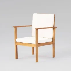 Luciano 8pc Acacia Wood Modern Chat Set - Brown Patina/Cream - Christopher Knight Home -Outdoor Living Shop GUEST f799f691 53a9 4ed0 9a59 18e6b638c088