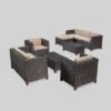 Puerta 9 Piece Wicker Seating Set -Brown/Beige - Christopher Knight Home