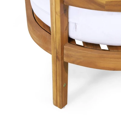 2pc Ellendale Outdoor Acacia Wood Loveseat & Coffee Table Teak/White - Christopher Knight Home 5 2pc Ellendale Outdoor Acacia Wood Loveseat & Coffee Table Teak/White - Christopher Knight Home - Image 3