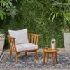 Chilian 2pc Acacia Wood Chair And Table Set - Teak/White - Christopher Knight Home -Outdoor Living Shop GUEST f99e7271 629e 4f03 bc32 731e508283e9