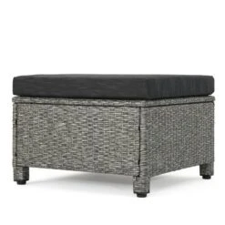 Puerta 2pk Outdoor Wicker Ottomans With Cushions - Black/Dark Gray - Christopher Knight Home -Outdoor Living Shop GUEST f9dba45b 9fc9 428d a918 b2abd5fe6a56