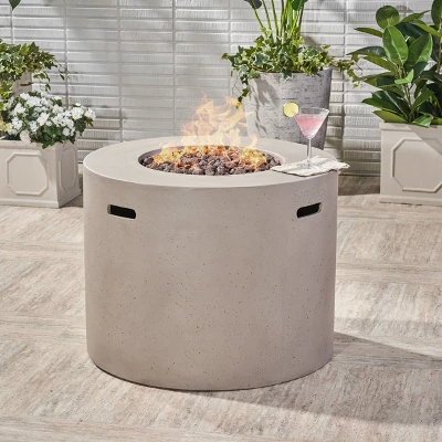 Aidan Round 31" Lightweight Concrete Gas Fire Pit - Light Gray - Christopher Knight Home 3 Aidan Round 31" Lightweight Concrete Gas Fire Pit - Light Gray - Christopher Knight Home