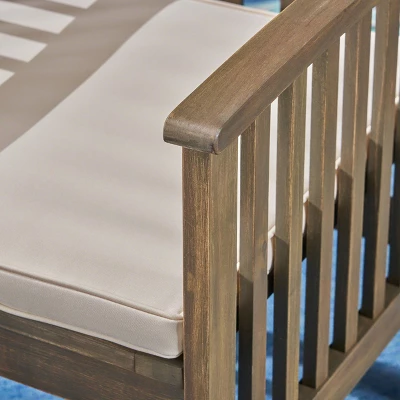 Casa 3pc Acacia X Leg Bistro Dining Set Gray/Cream - Christopher Knight Home 5 Casa 3pc Acacia X Leg Bistro Dining Set Gray/Cream - Christopher Knight Home - Image 3