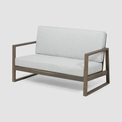 Belgian 2pc Acacia Wood Chat Set - Gray/Light Gray - Christopher Knight Home 4 Belgian 2pc Acacia Wood Chat Set - Gray/Light Gray - Christopher Knight Home - Image 2