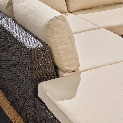 Santa Rosa 8pc Wicker Sectional Sofa Set - Brown/Beige - Christopher Knight Home 4 Santa Rosa 8pc Wicker Sectional Sofa Set - Brown/Beige - Christopher Knight Home - Image 2