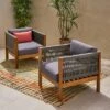 Laurel 2pk Acacia Wood Club Chair Teak/Gray - Christopher Knight Home -Outdoor Living Shop GUEST fdde01af 1095 40bb 9edc 1cd2d36c25e5