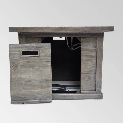 Ellington Outdoor Wood Patterned Square Gas Fire Pit - Gray - Christopher Knight Home 4 Ellington Outdoor Wood Patterned Square Gas Fire Pit - Gray - Christopher Knight Home - Image 2