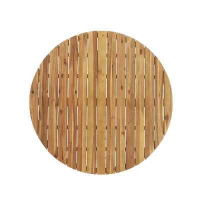 Soto Round Outdoor Acacia Wood Dining Table Teak/Black - Christopher Knight Home 6 Soto Round Outdoor Acacia Wood Dining Table Teak/Black - Christopher Knight Home - Image 4