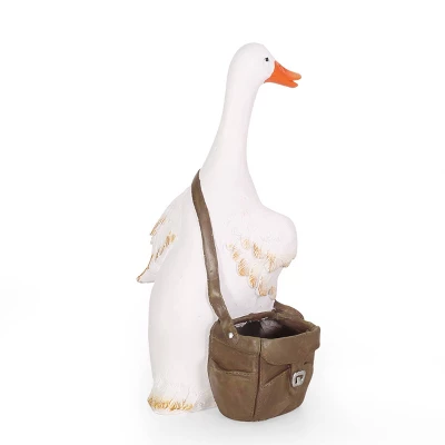 Christopher Knight Home 16" Wide Farnum Concrete Outdoor Novelty Goose Planter White/Brown 4 Christopher Knight Home 16" Wide Farnum Concrete Outdoor Novelty Goose Planter White/Brown - Image 2
